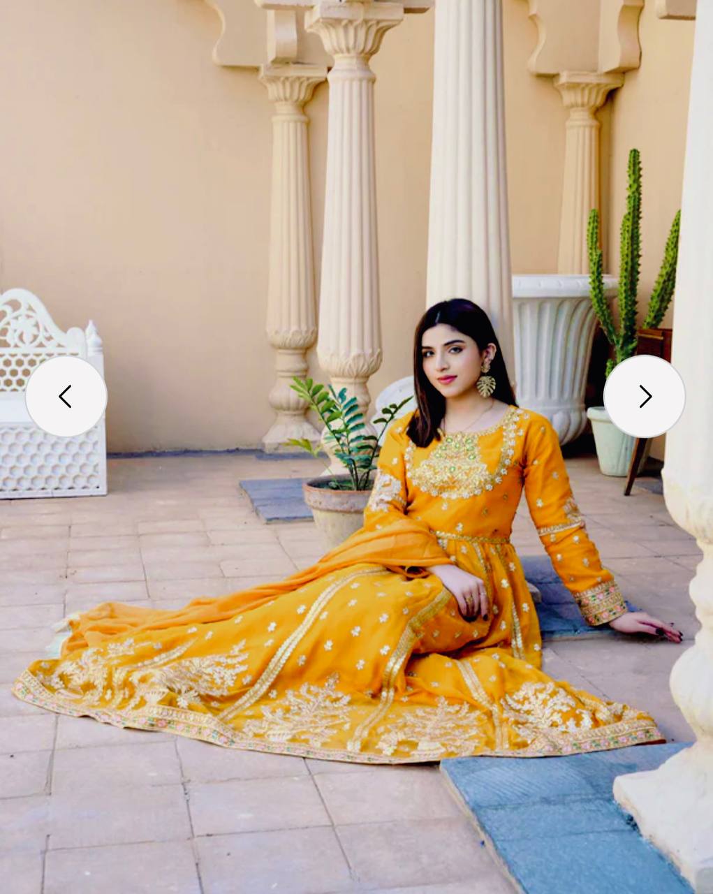 Sunehri Adaa - Mustard Embroidered Gown With Dupatta