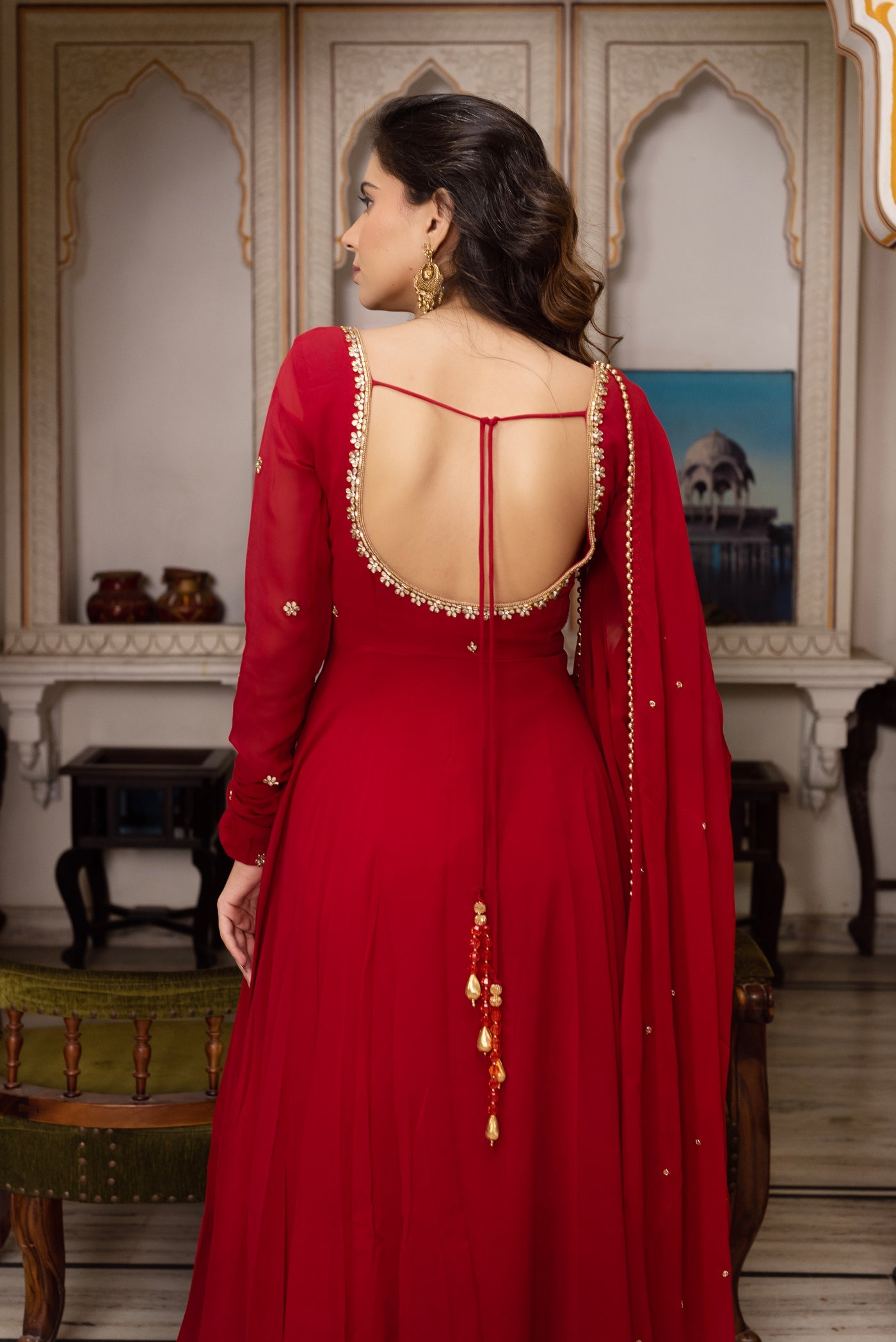 Trendy Maroon Georgette Anarkali Suit Set for Festive Season