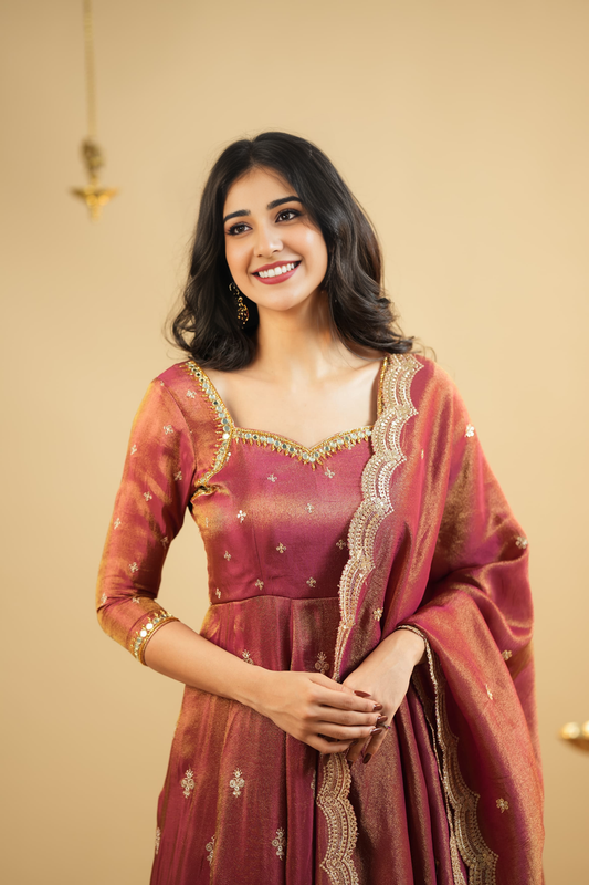 Vaani`s cosmos Silk Premium Anarkali Suit Set