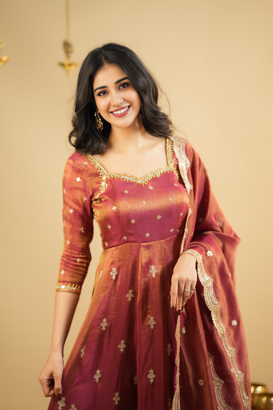 Vaani`s cosmos Silk Premium Anarkali Suit Set