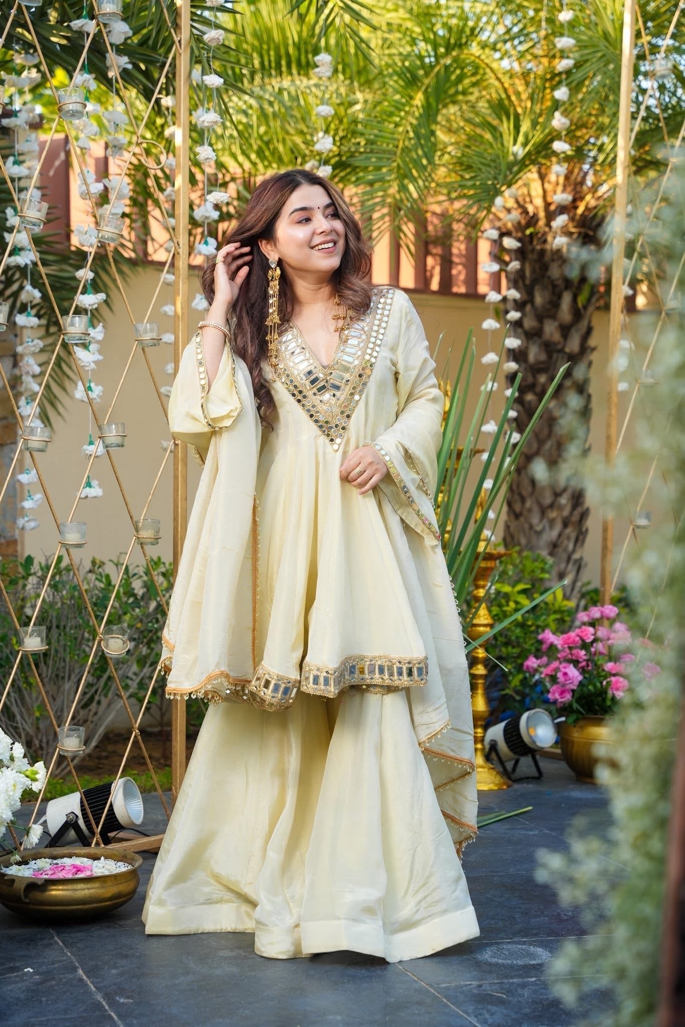 Wedding Special Full Sleeves Real Mirror Work Sharara Suit
