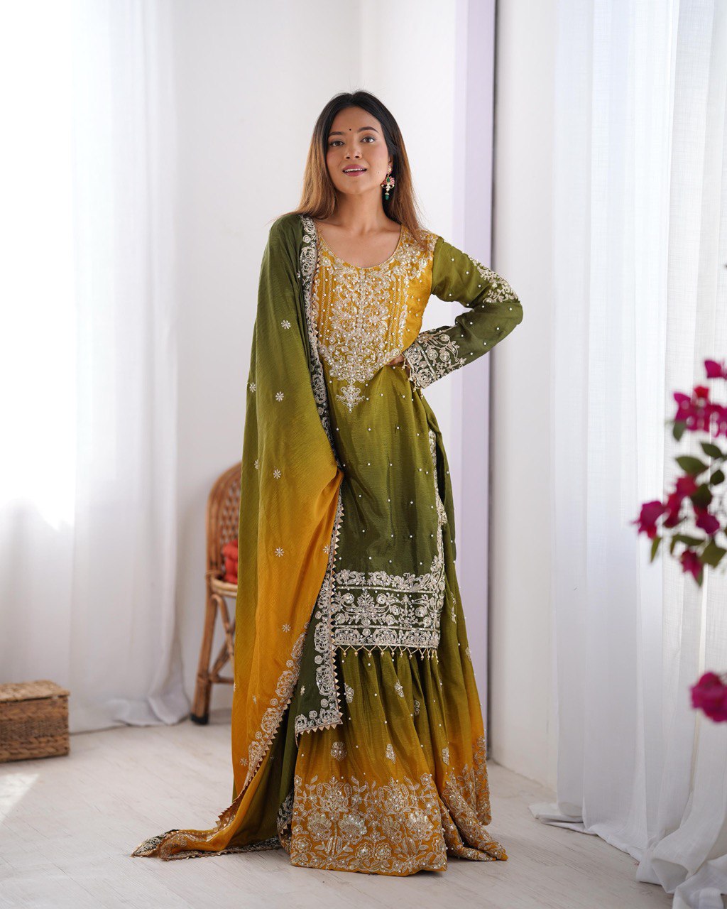 Yellow Sharara Suit