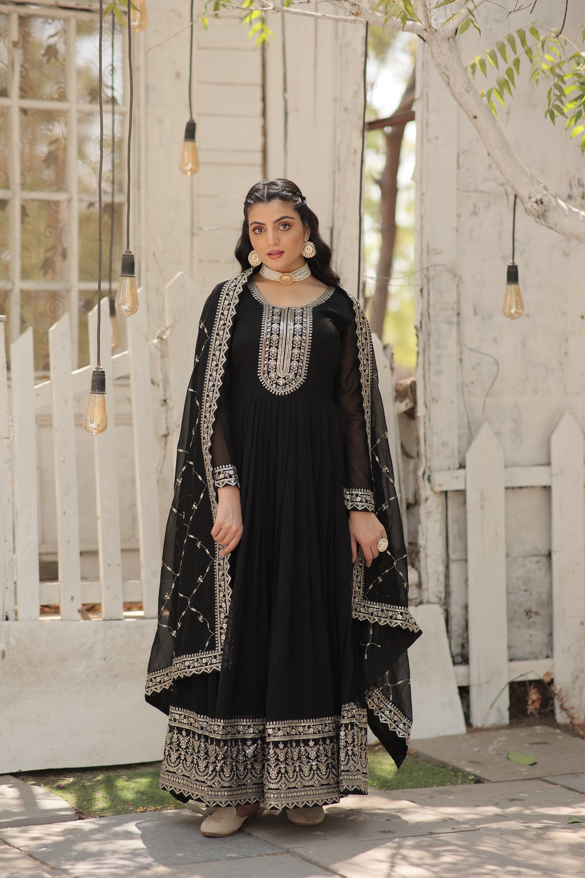 black gown with dupatta main