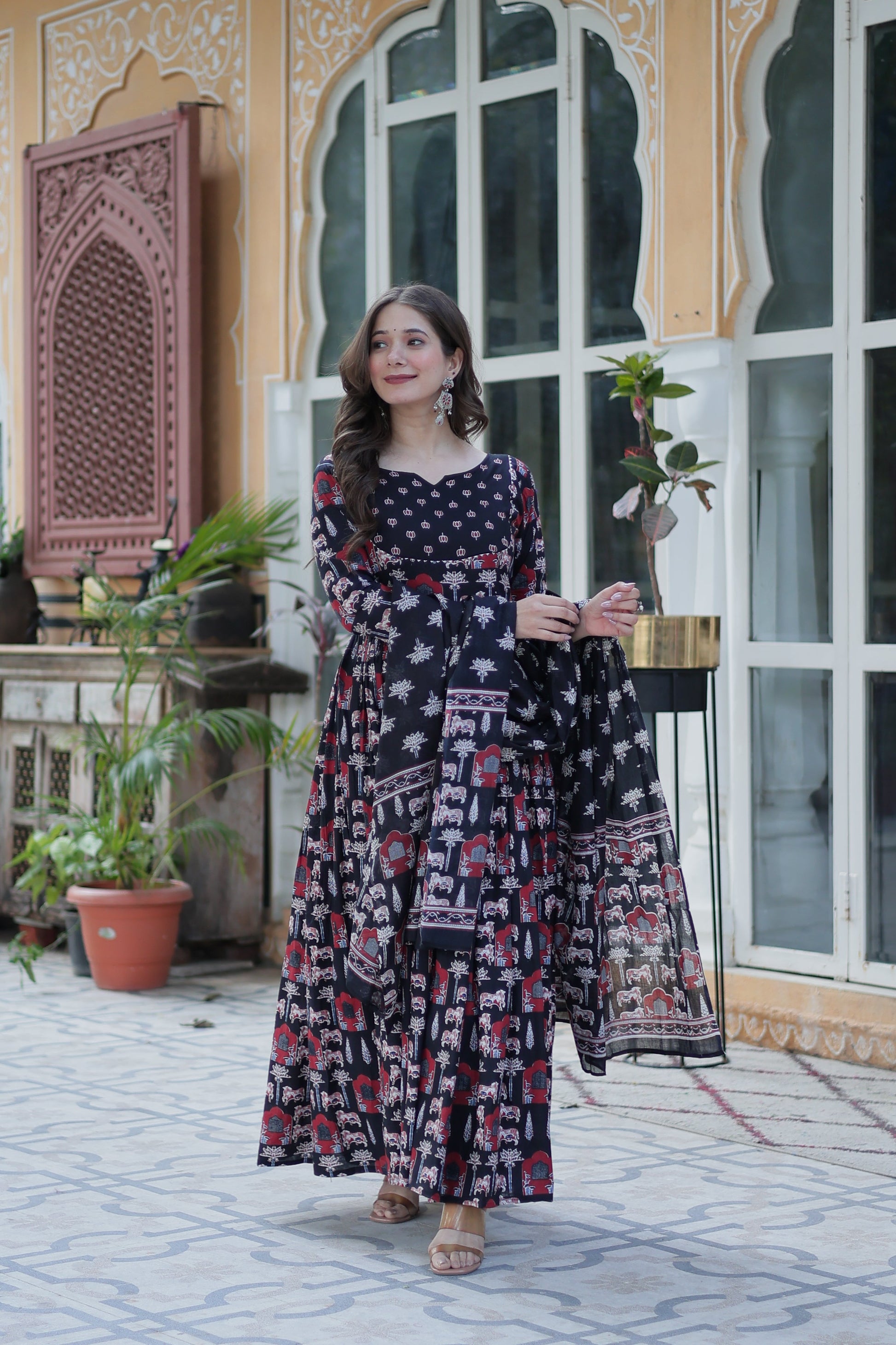 black long kurta plazo