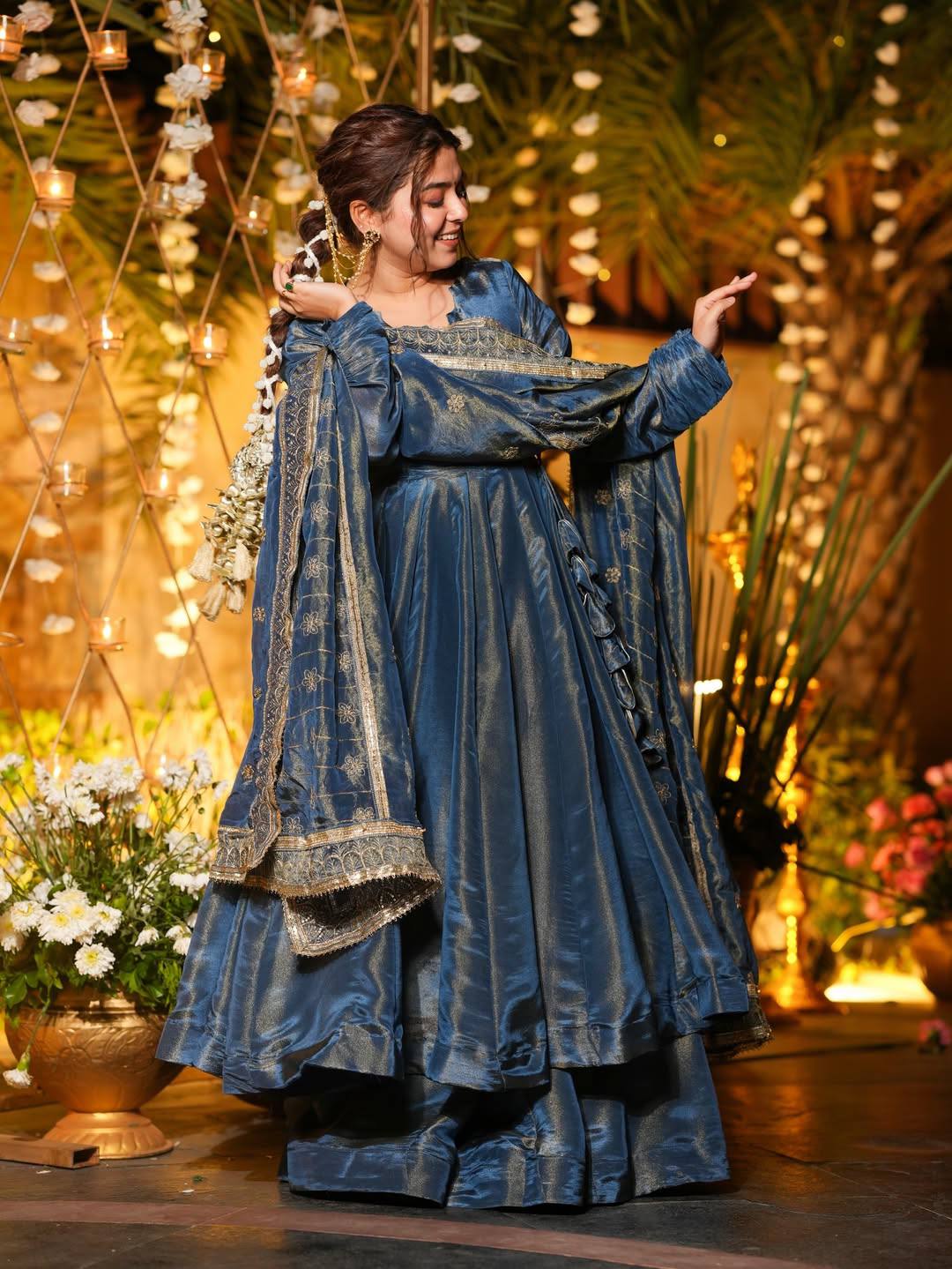 Blue Anarkali Suit with Dupatta for Festive Season
