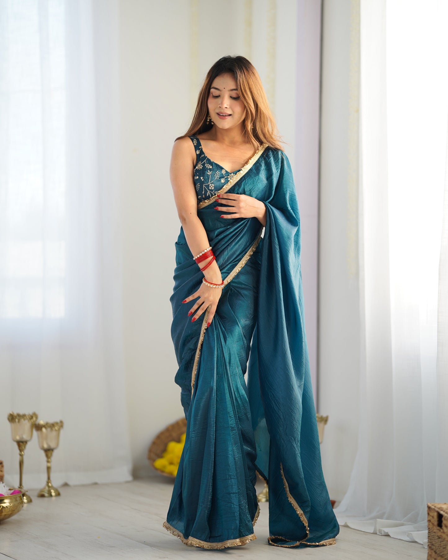 blue silk saree 