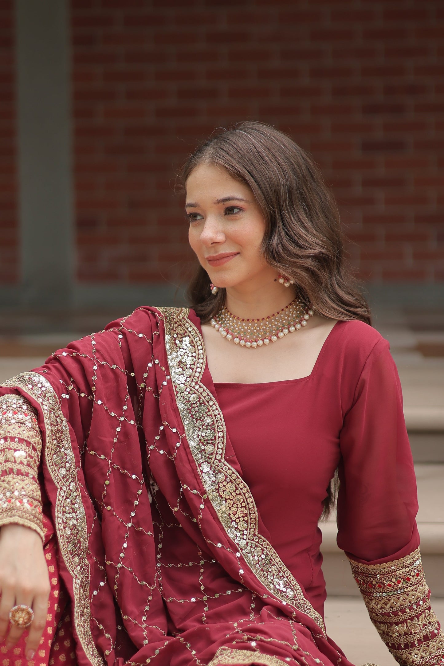 embroidered sharara suit set 