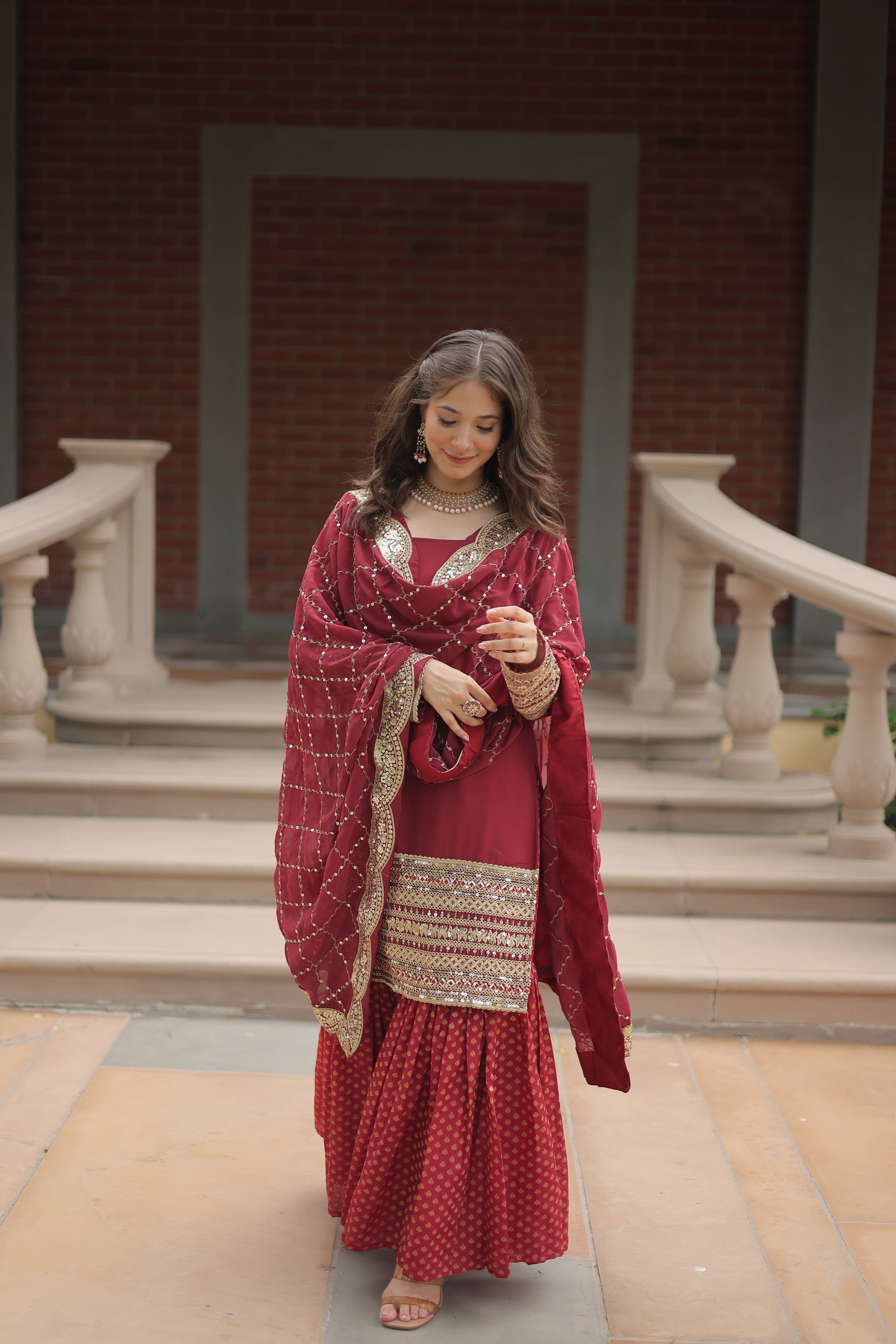 embroidered sharara suit set 
