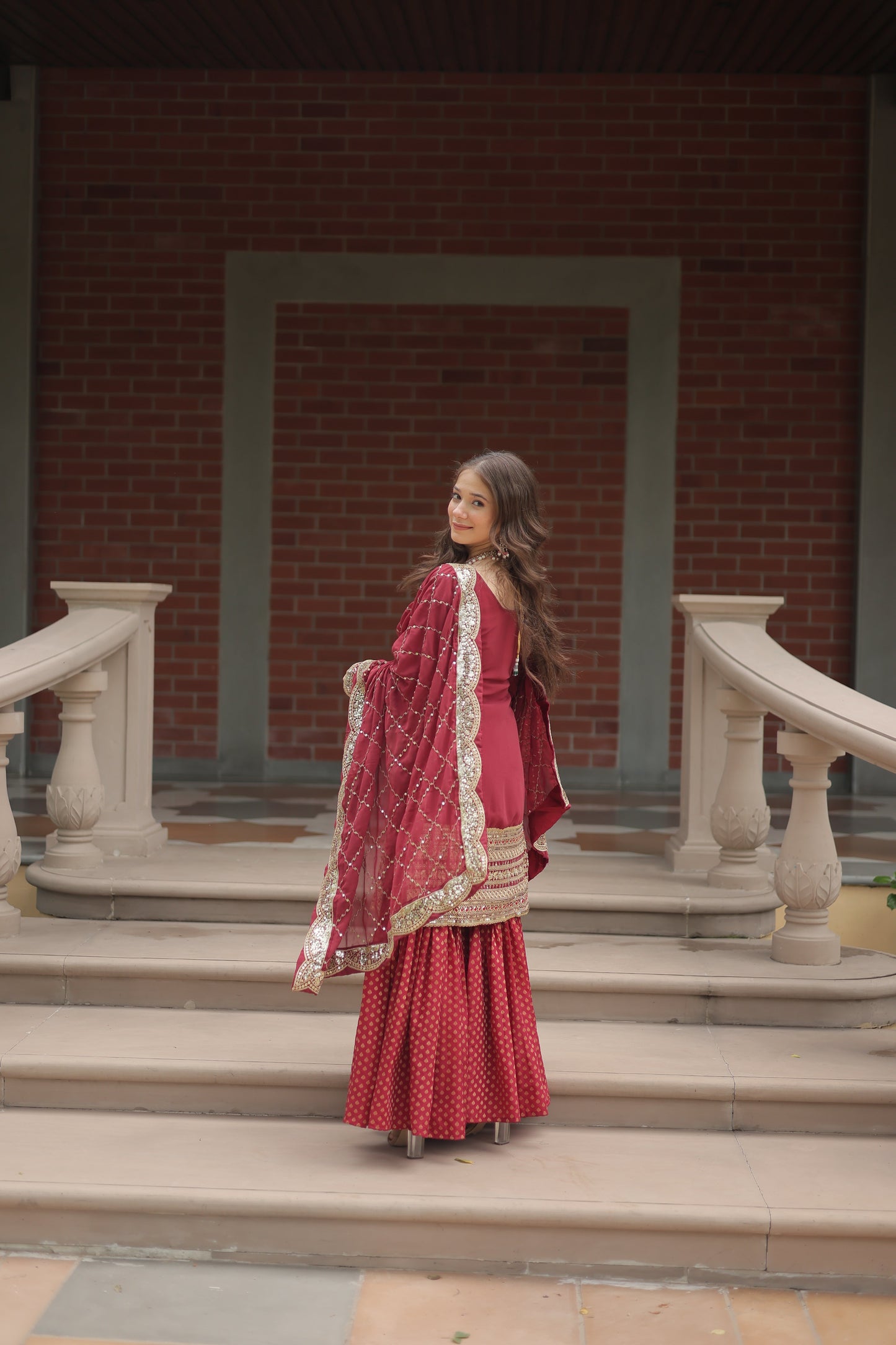 embroidered sharara suit set 