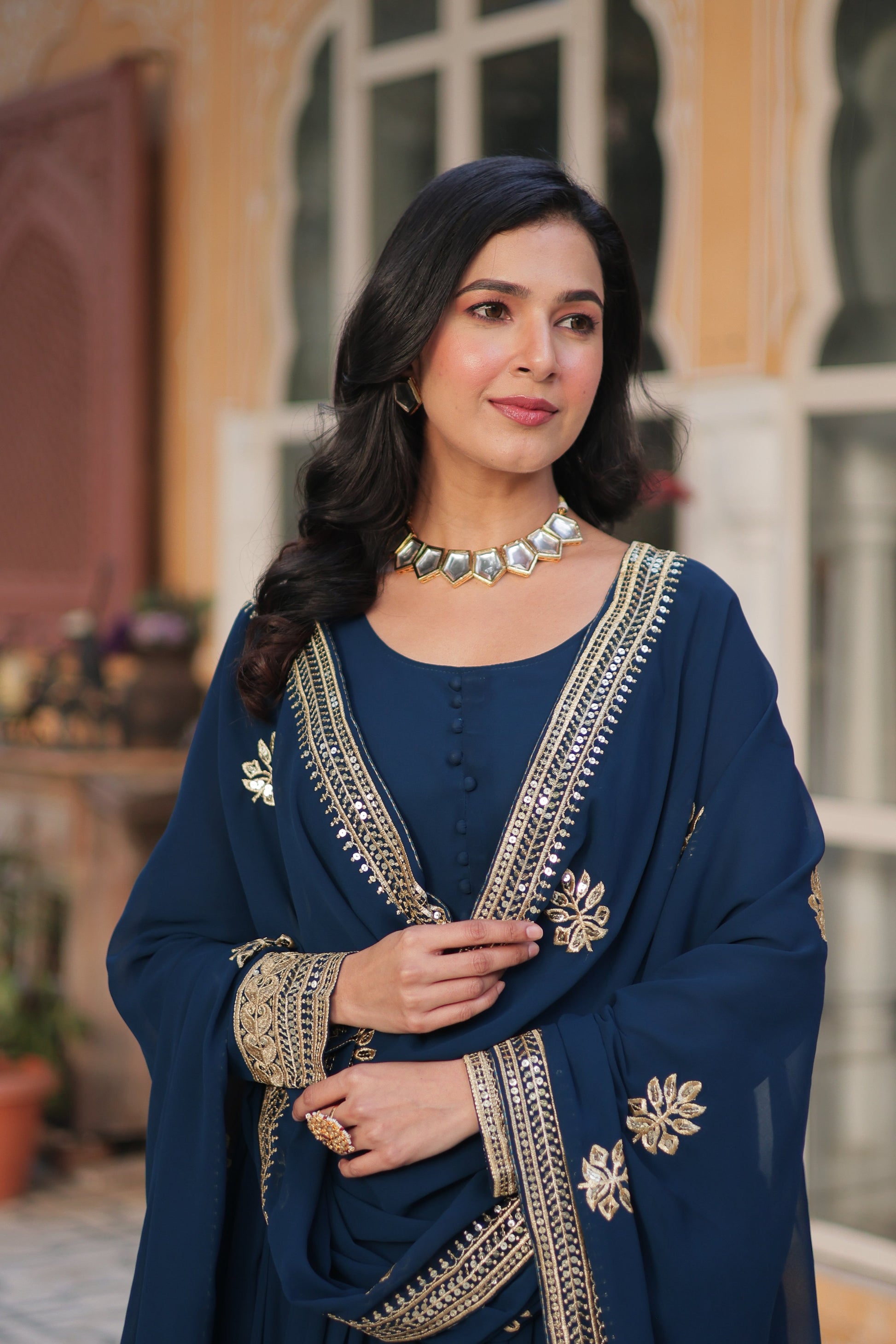 embroidered work gown 