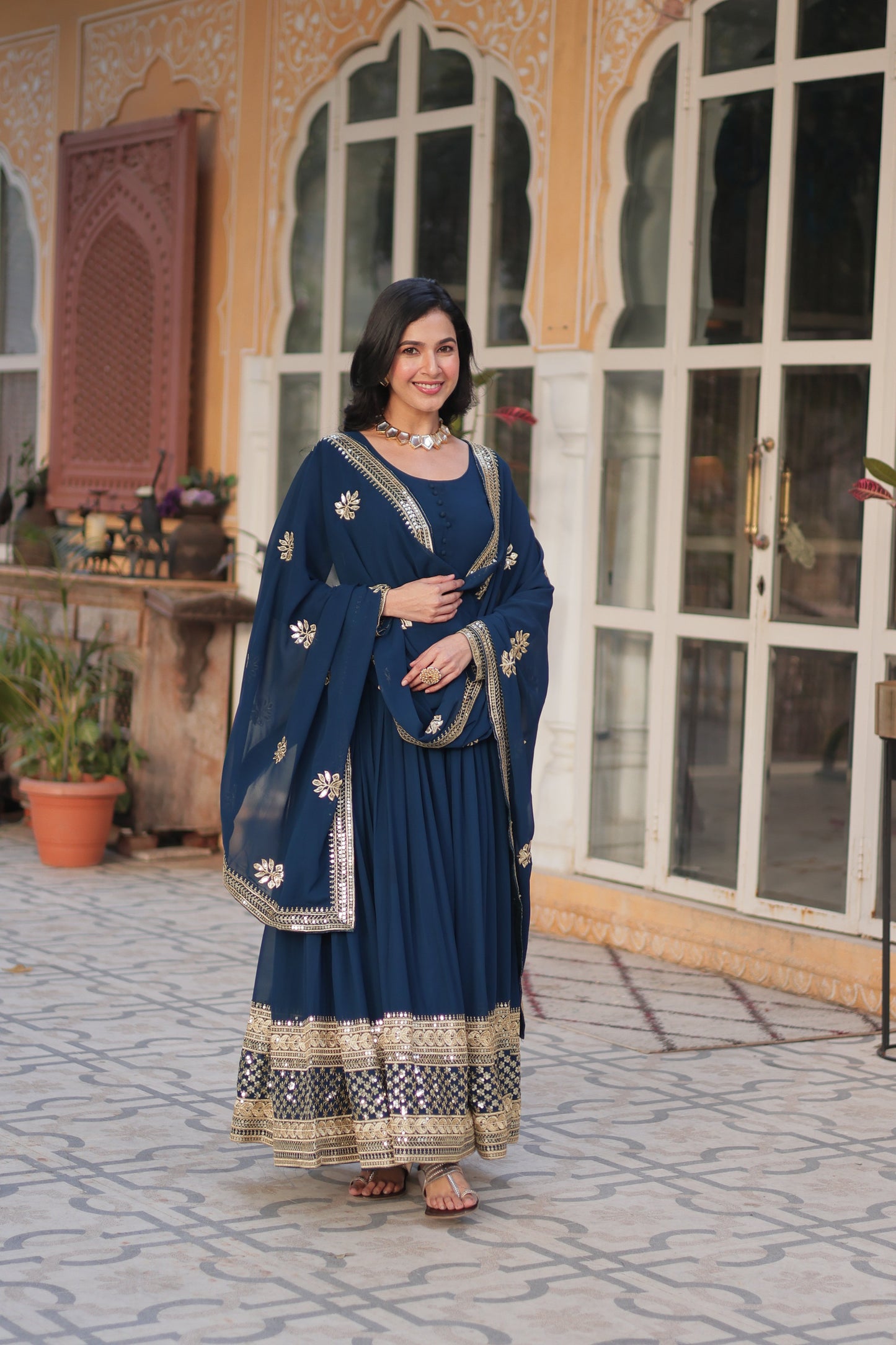 embroidered work gown 