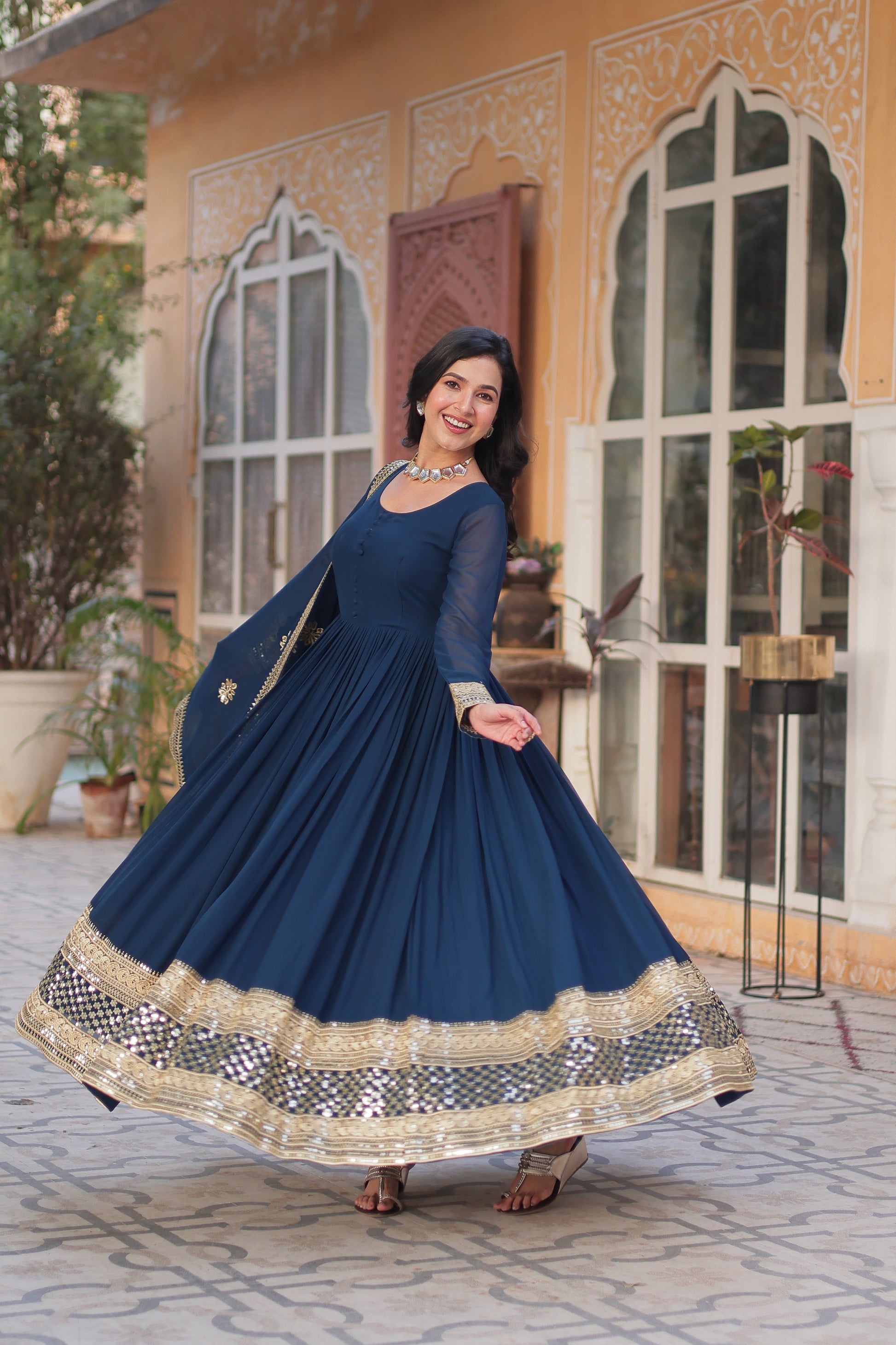 embroidered work gown 