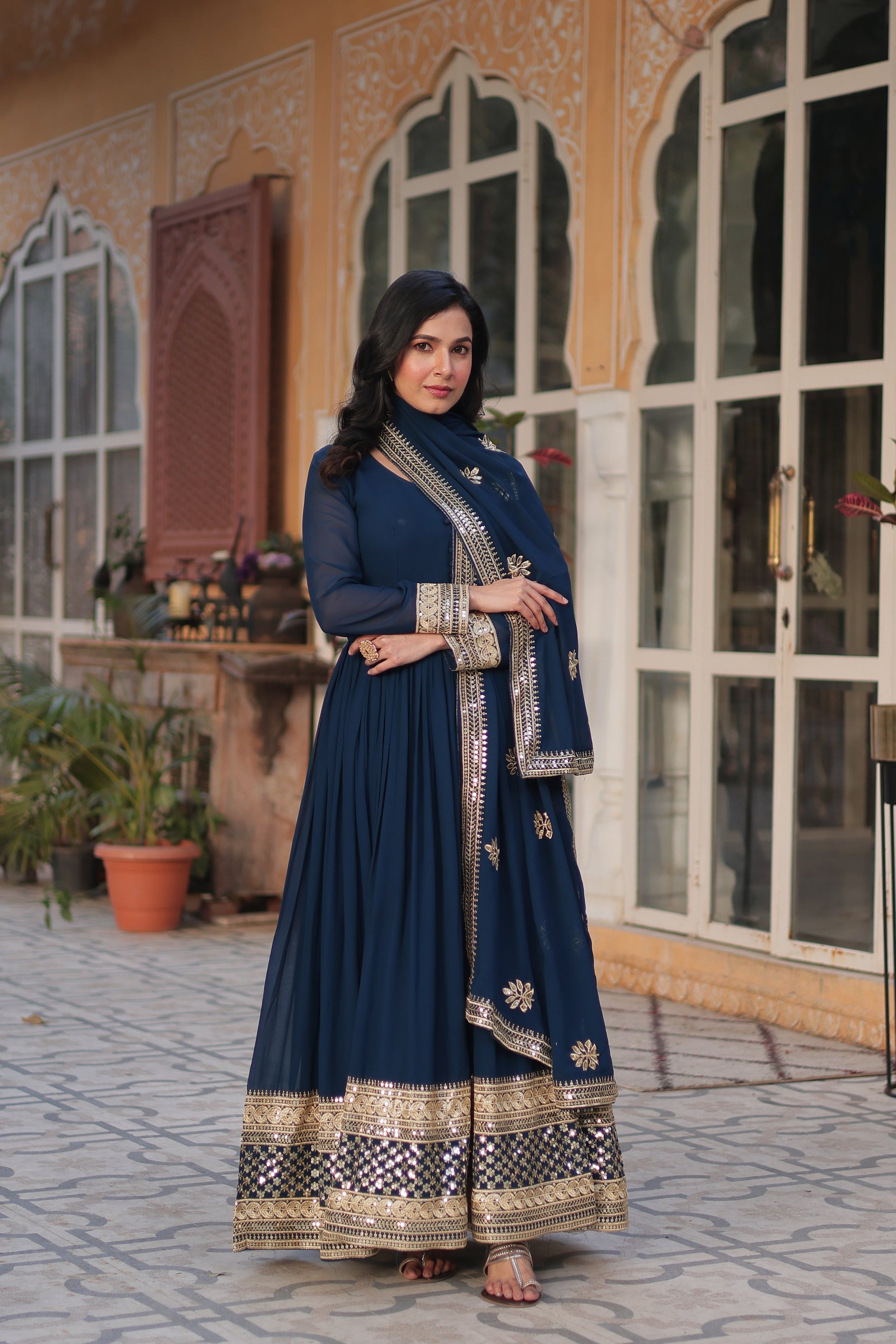 embroidered work gown 