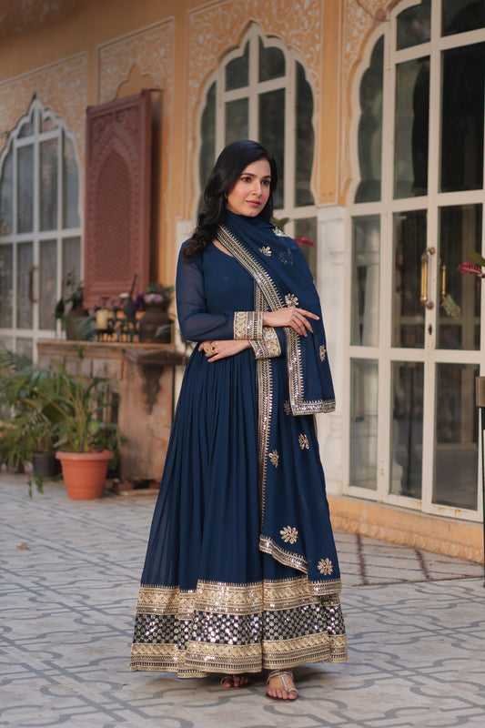 embroidered work gown 