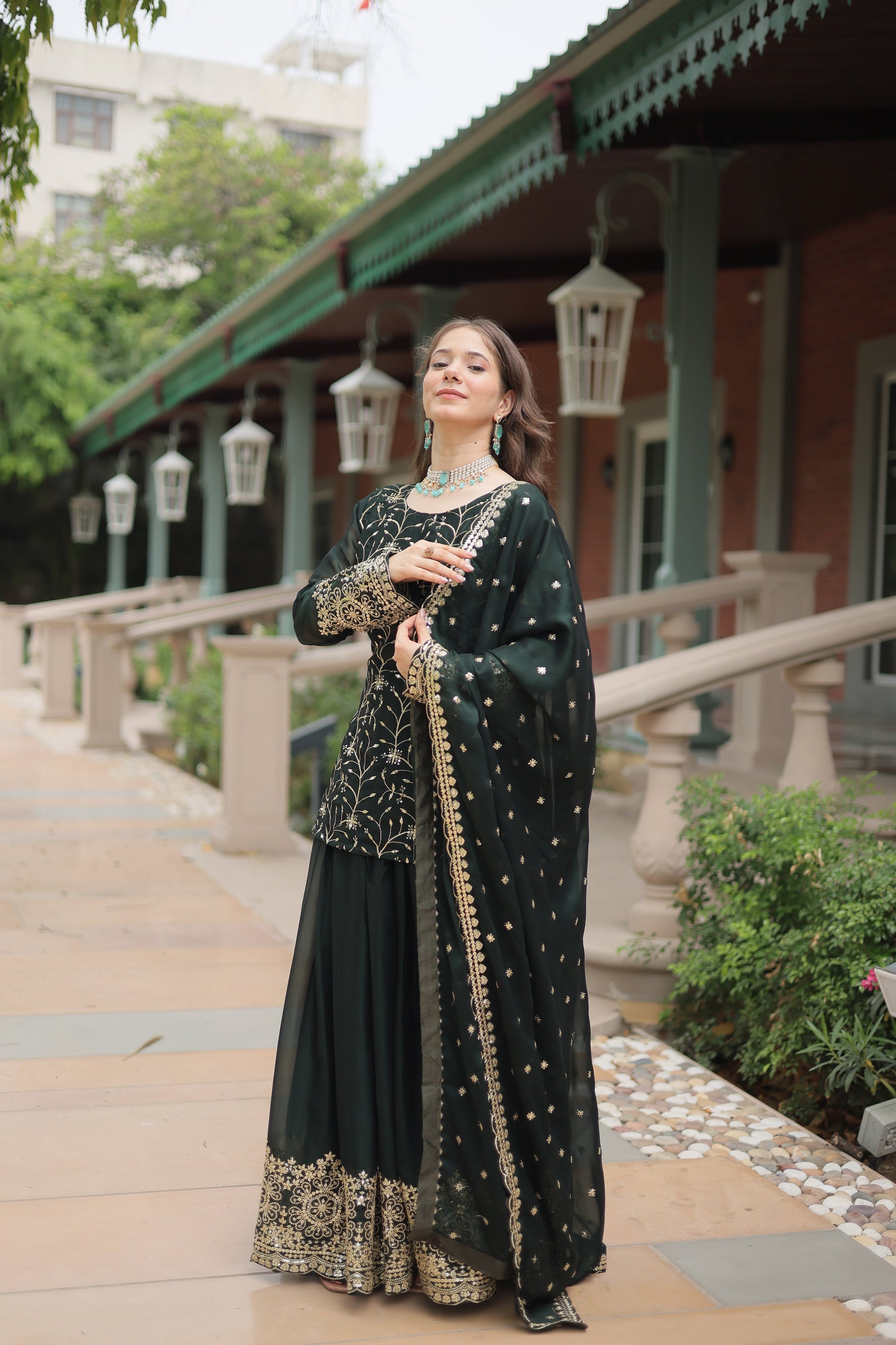 green sharara suit set 