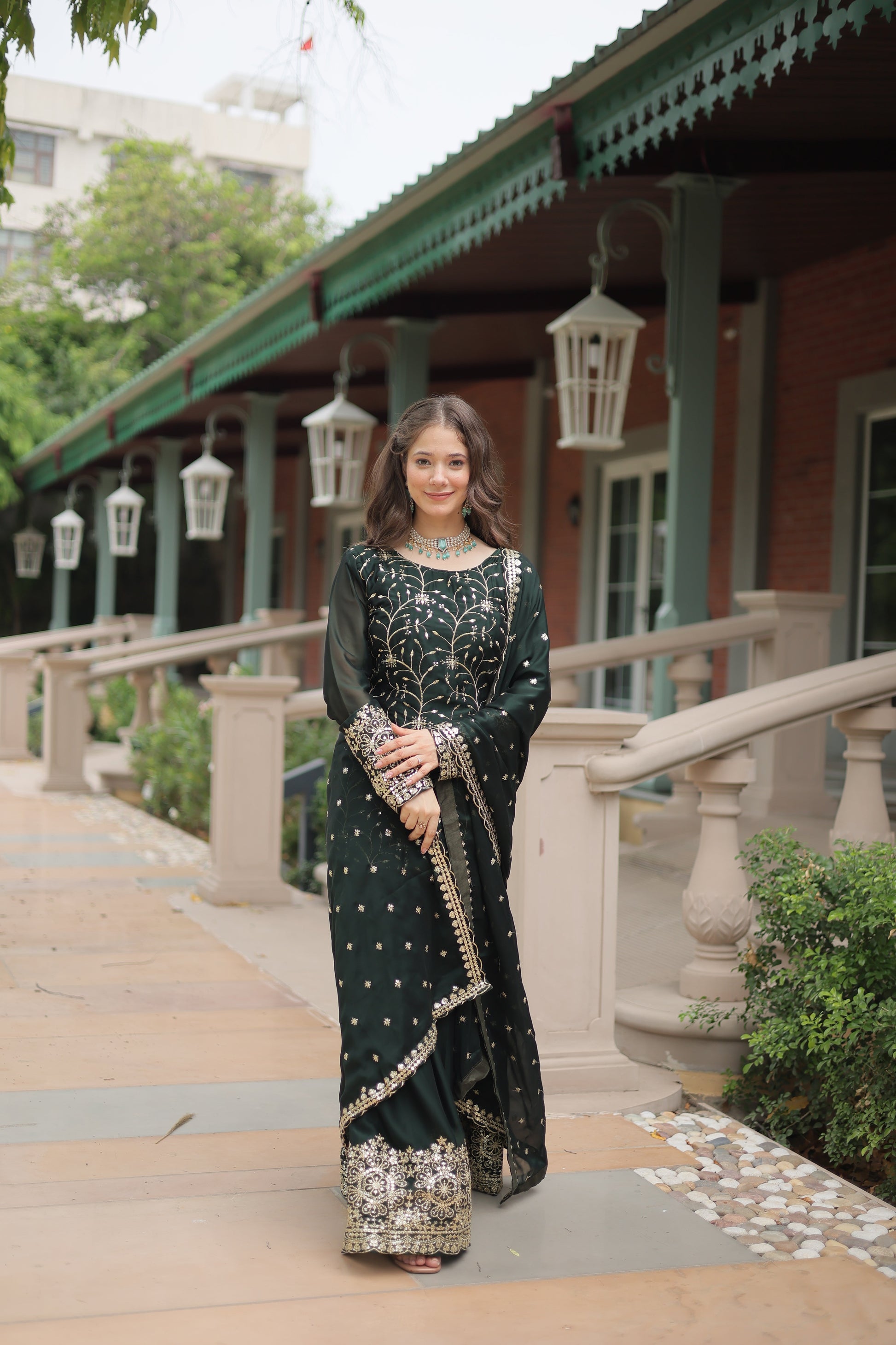green sharara suit set 
