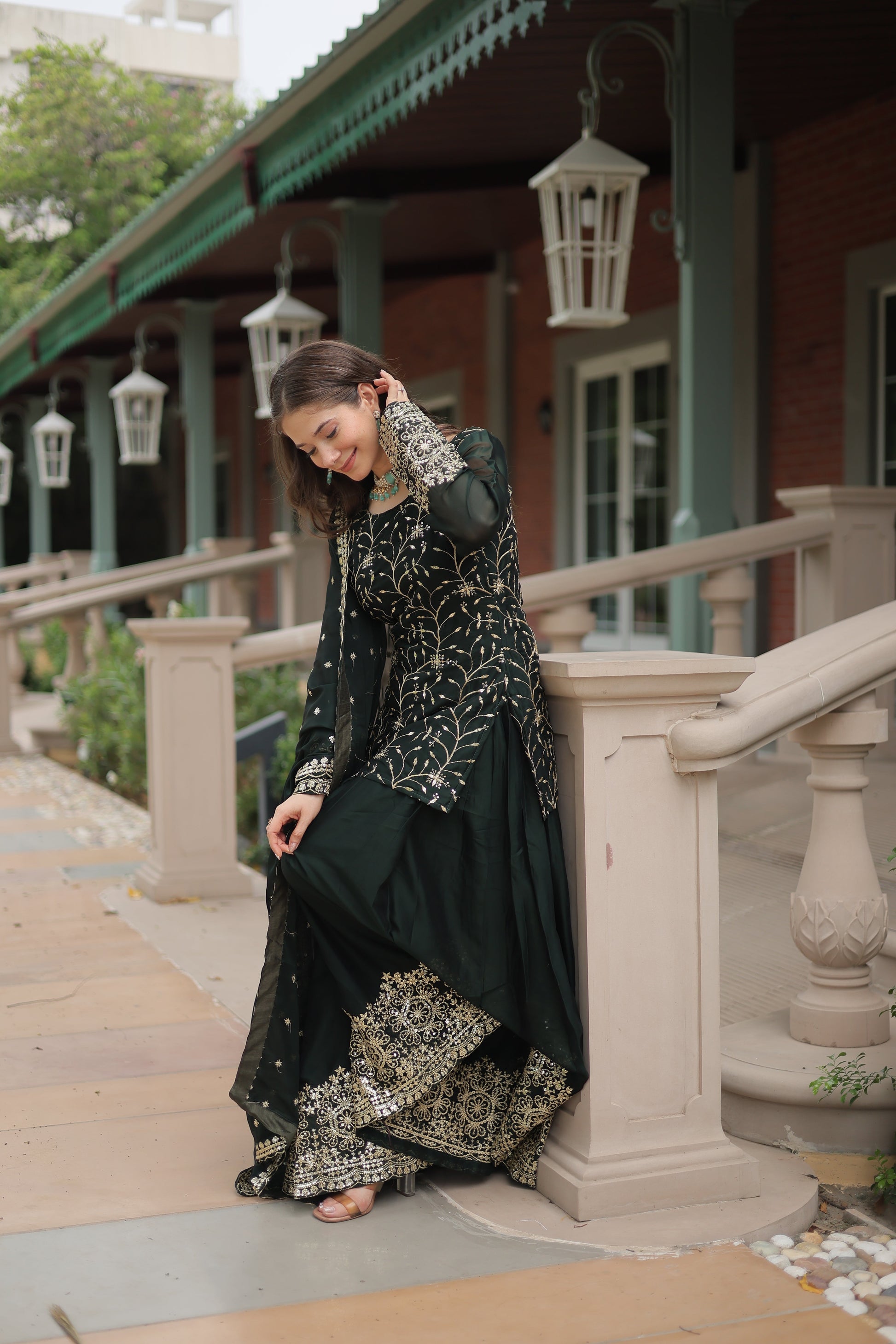 green sharara suit set 