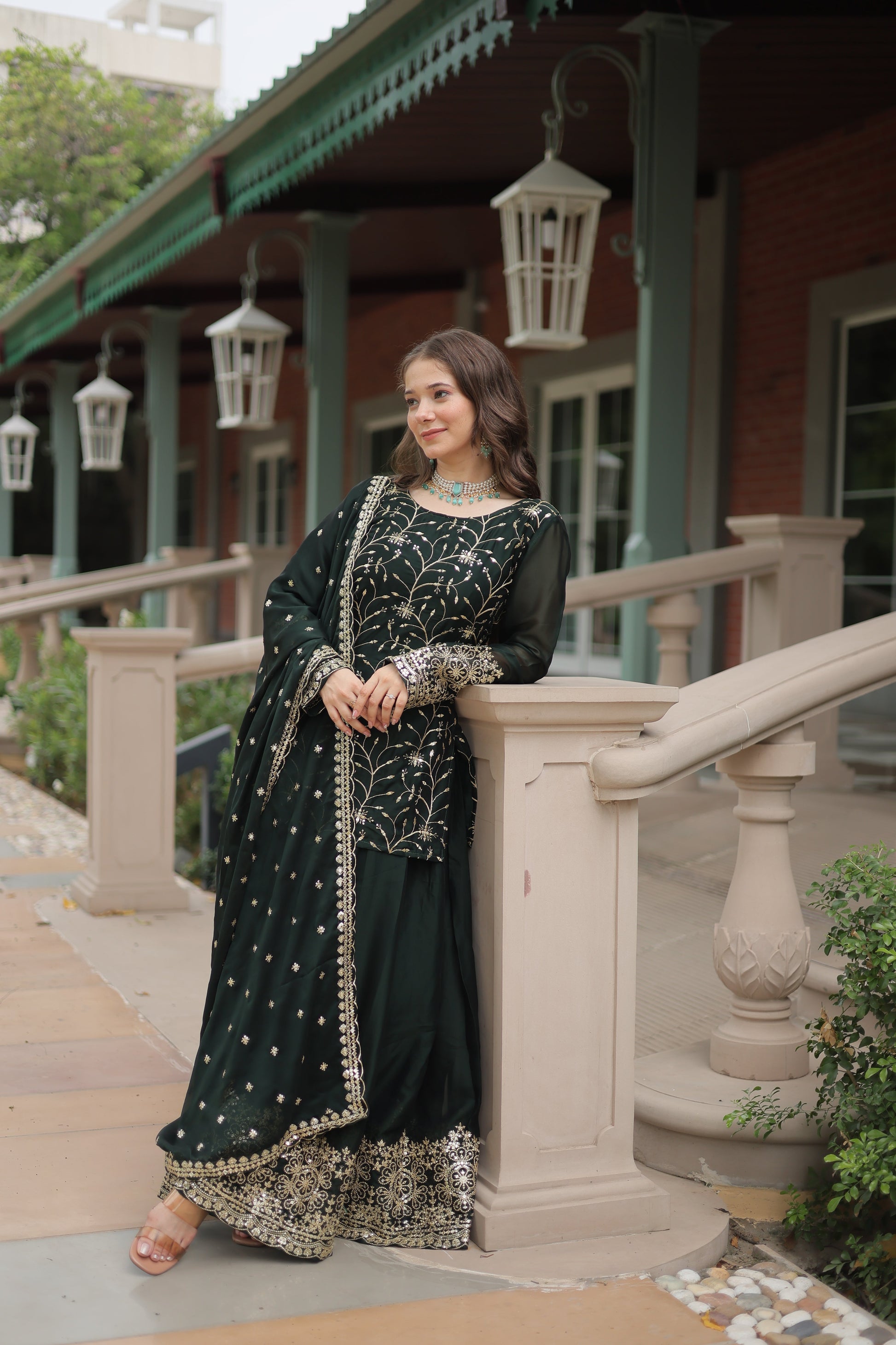green sharara suit set 