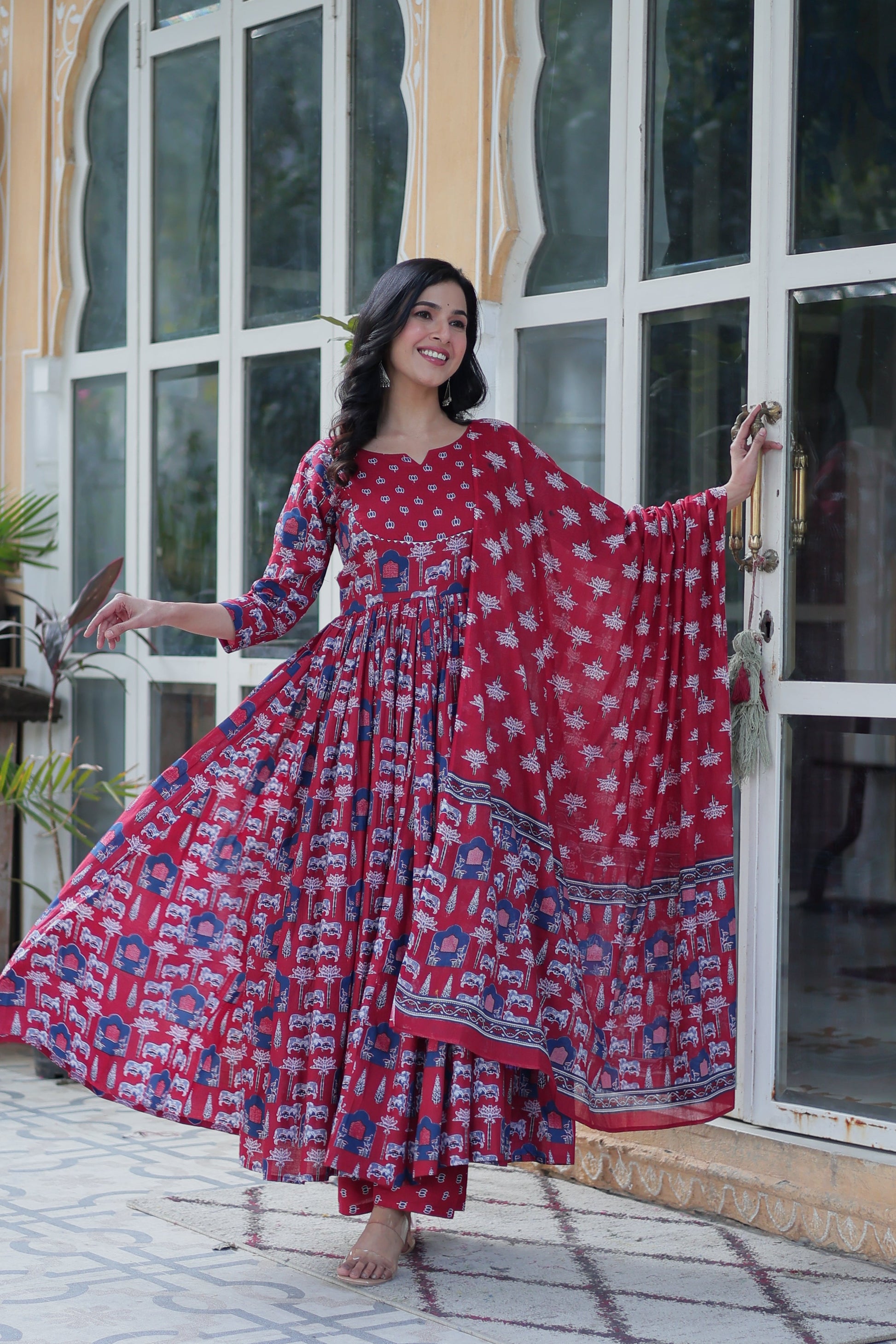 maroon long kurta plazo 