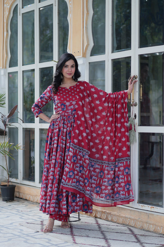 maroon long kurta plazo 