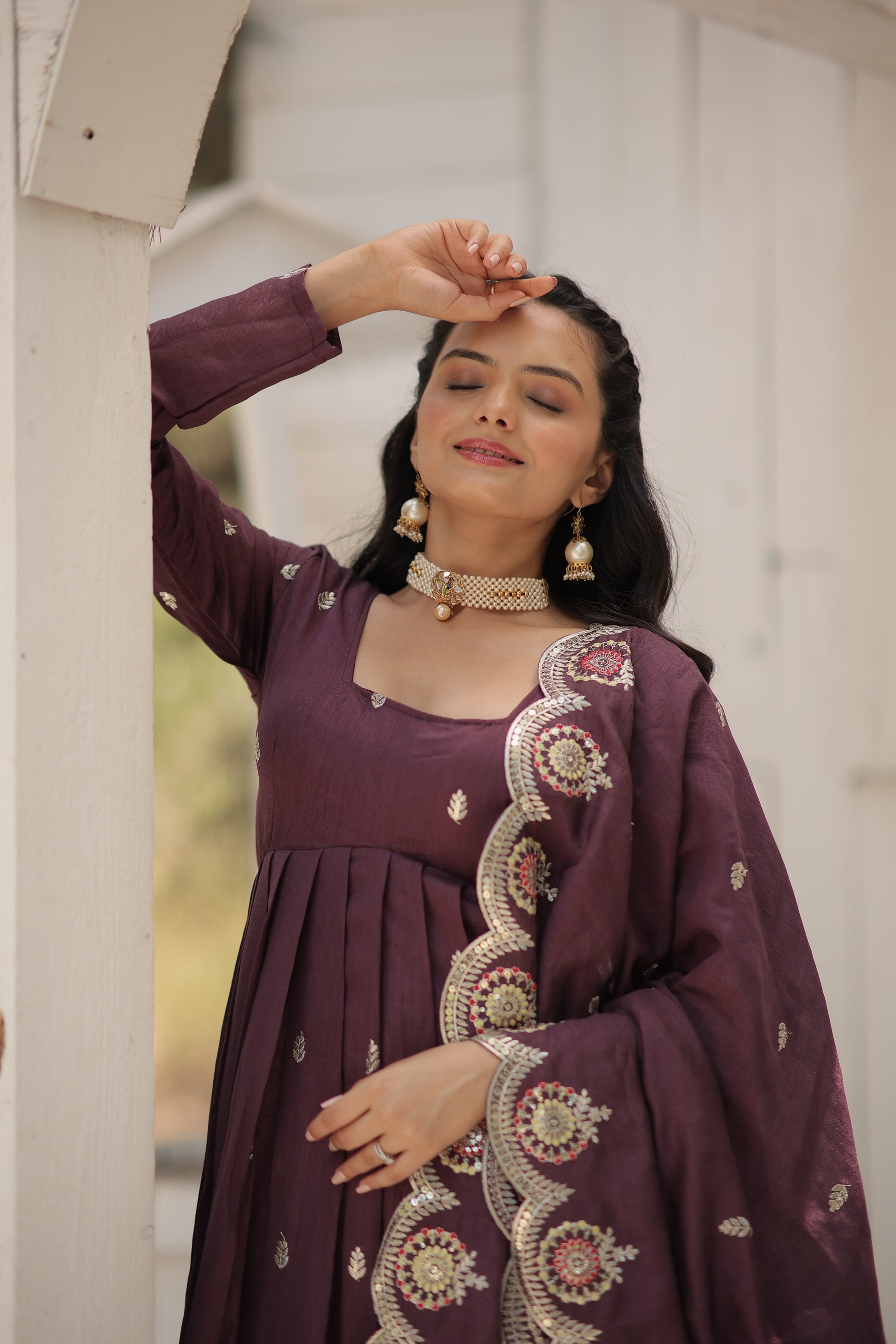pink silk gown with dupatta 