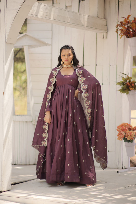 pink silk gown with dupatta main