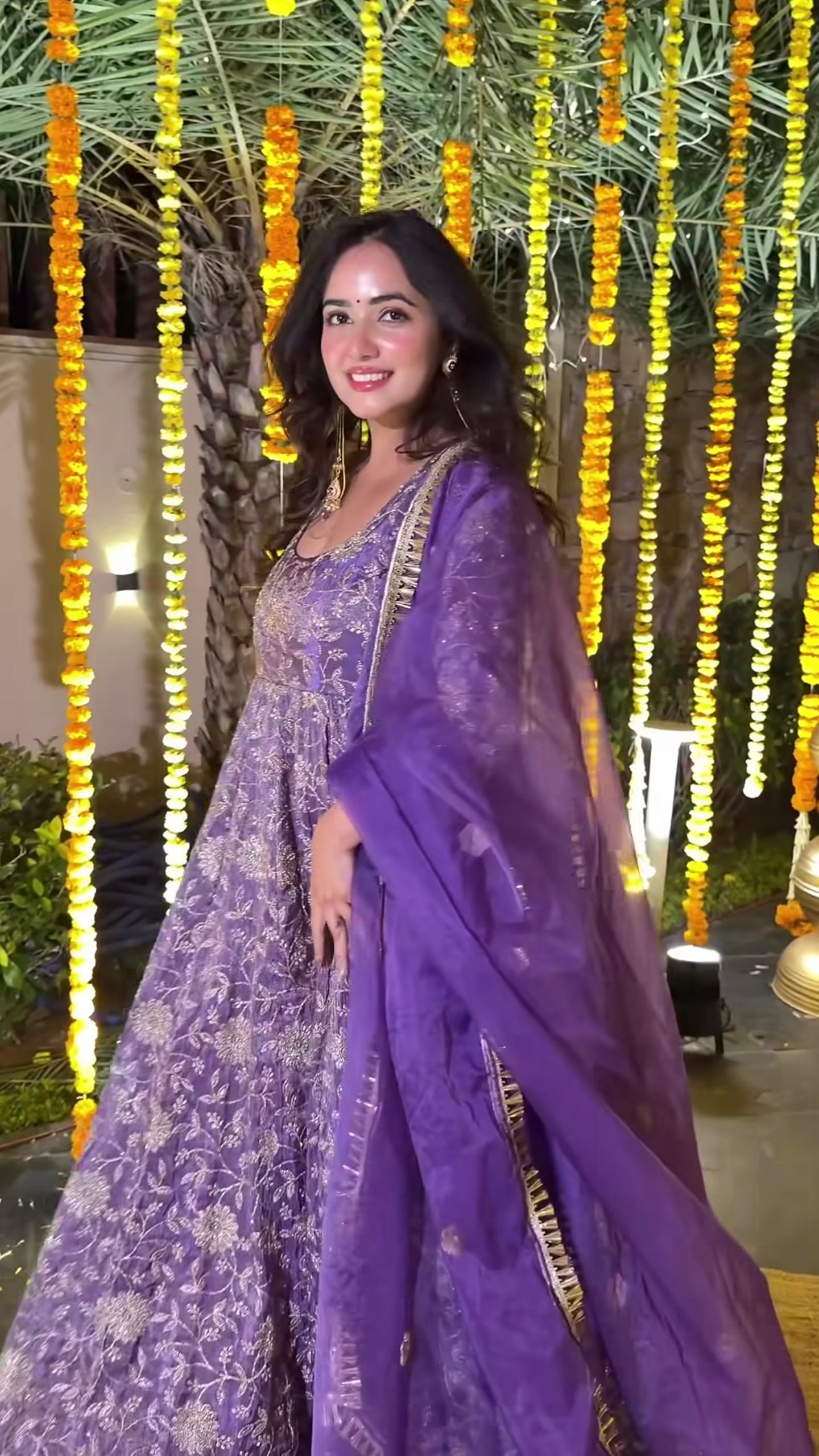 Purple Embroidered Anarkali Suit with Organza Dupatta for Wedding