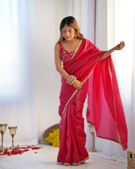 red silk saree main