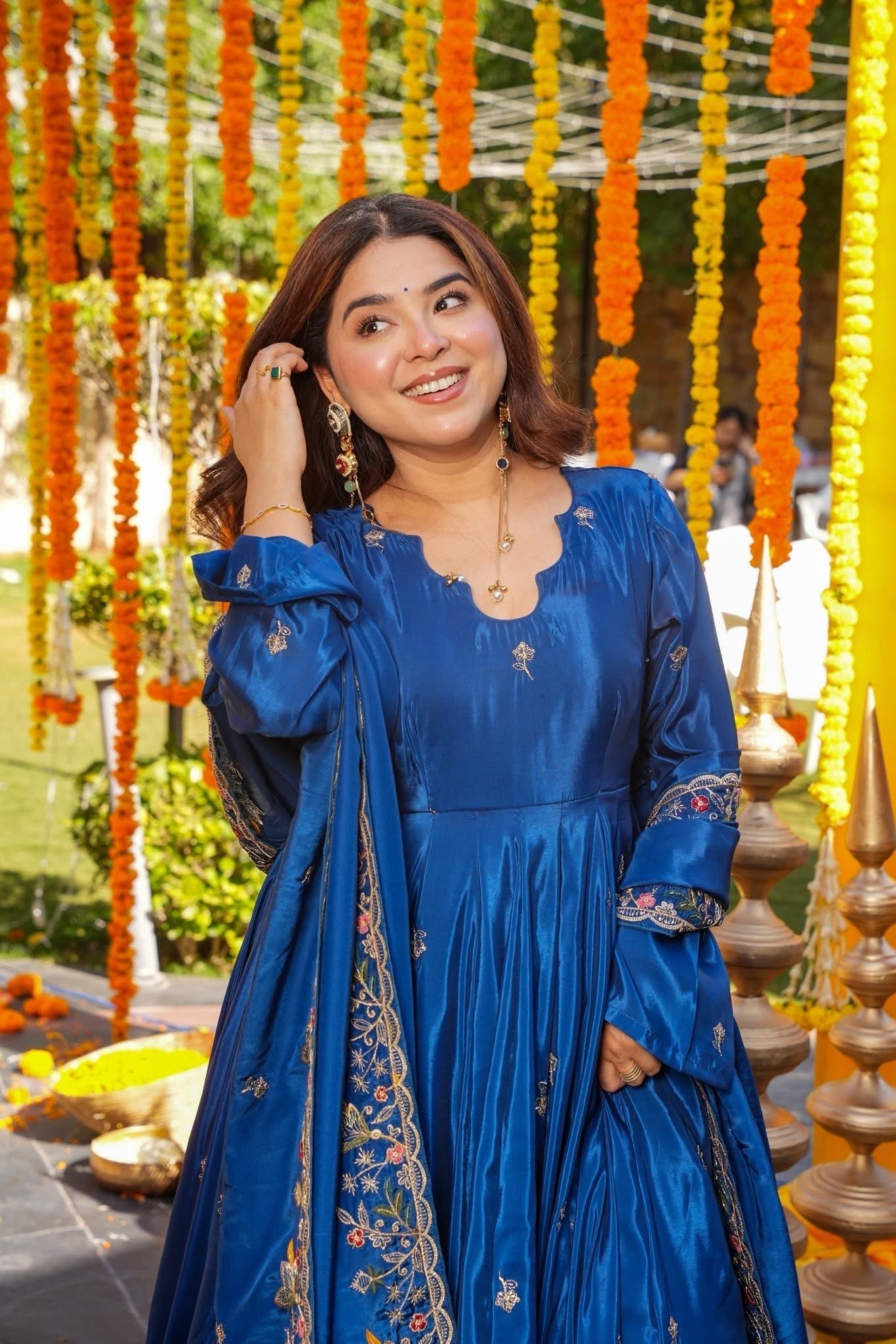 Royal Blue Embroidered Silk Anarkali Suit for Wedding & Festive Occasions