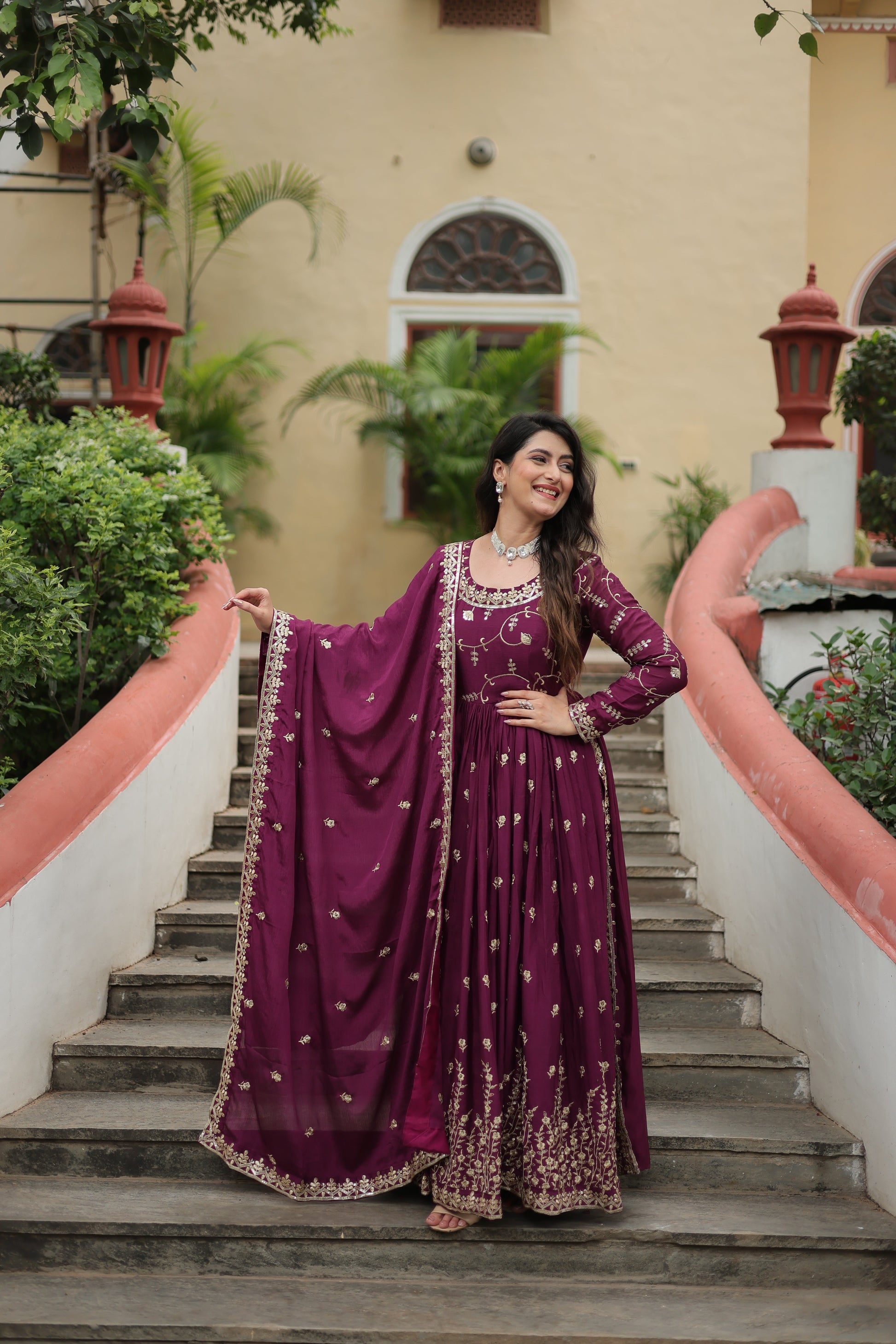 wine long kurti sharara suit set 