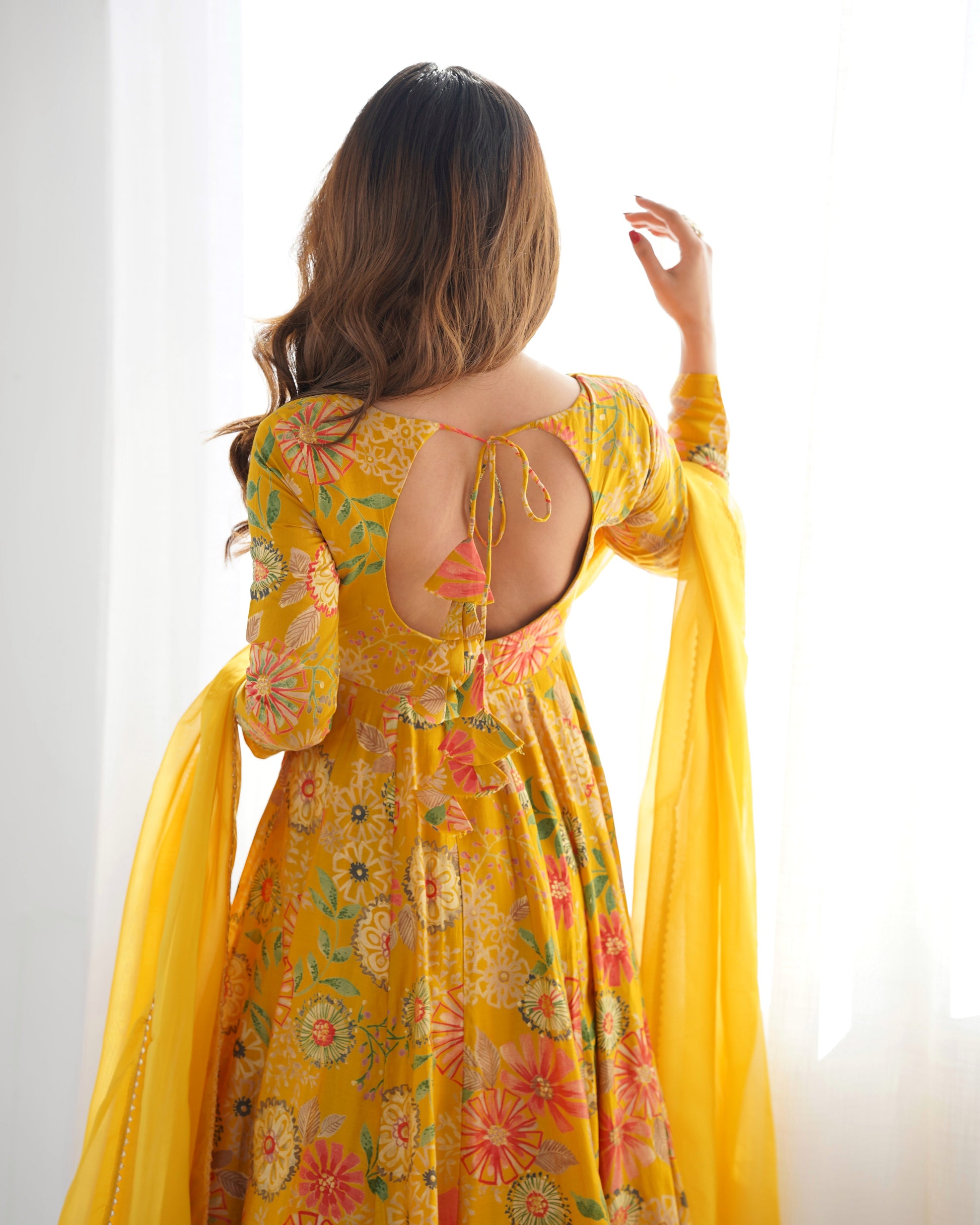 yellow anarkali kurta with palazzo 