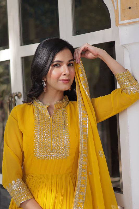 yellow gown with dupatta 5